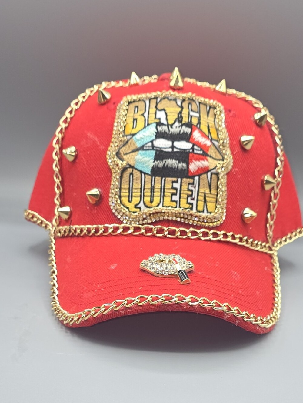 Red "Black Queen" Embellished Hat